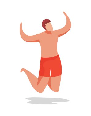 Yaz partisi düz kompozisyonu ve izole edilmiş insan karakteri mevsimsel tatil aktiviteleri vektör illüstrasyonu sırasında