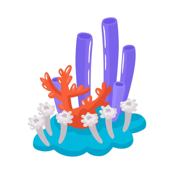 Isometric Underwater Scuba Diver Composition Isolated Image Underwater Flora Vector — Stok Vektör