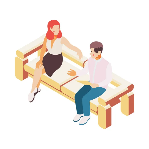 Talk Show Isometric Composition Human Characters Program Participant Blank Background — Stock vektor