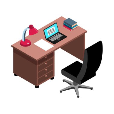 Boş arkaplan vektör illüstrasyonunda izole edilmiş mobilyalarla özel iç izometrik bileşim