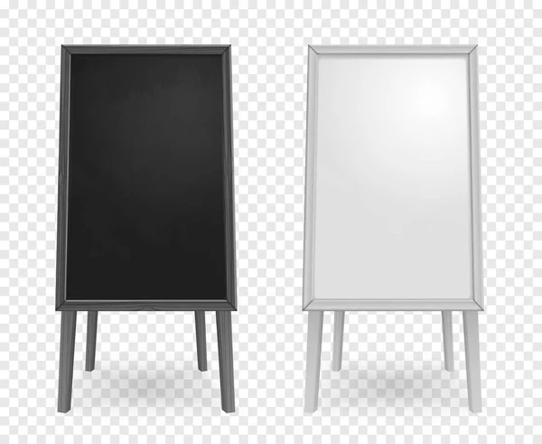 Realistic Boards Education Four Legs Black White Blank Screens Transparent — Stock Vector
