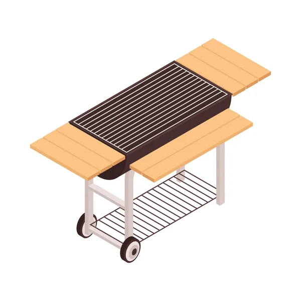 Isometric Bbq Barbecue Grill Party Composition Isolated Image Roasting Rig — стоковый вектор
