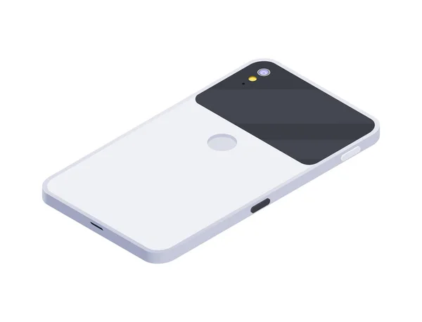 Modern White Isometric Smartphone Back View Vector Illustration — стоковый вектор