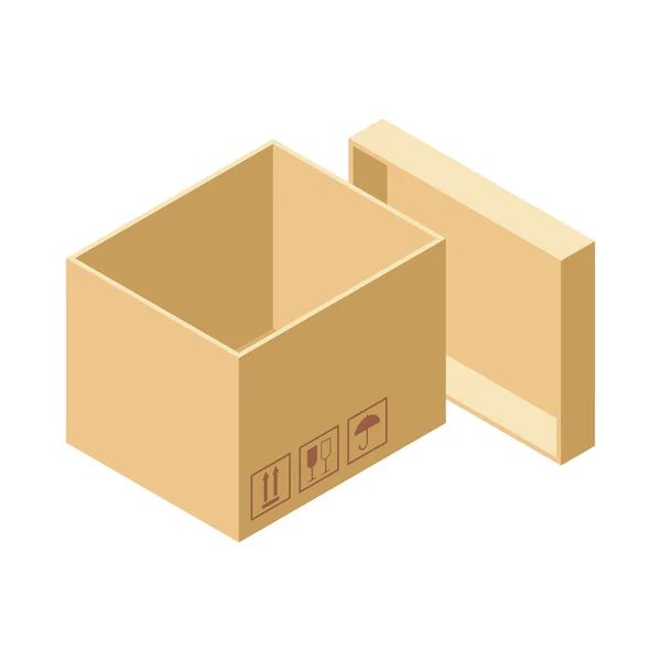 Empty Open Cardboard Box White Background Isometric Vector Illustration — Vetor de Stock