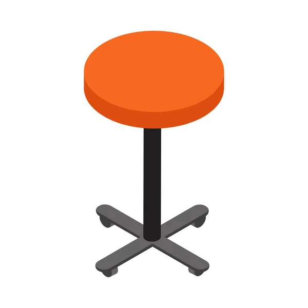 Isometric Office Stool Wheels Orange Seat Vector Illustration — Vector de stock