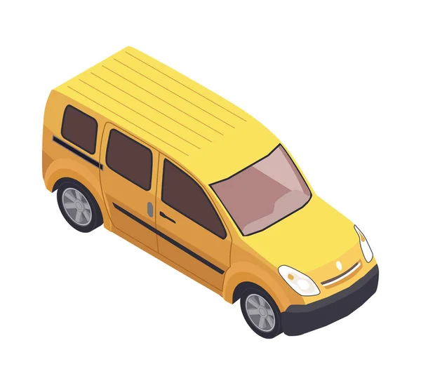 Isometric Yellow Car Blank Background Vector Illustration — Vetor de Stock