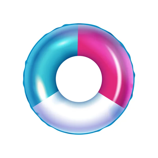 Three Colour Inflatable Rubber Ring White Background Realistic Vector Illustration — Image vectorielle