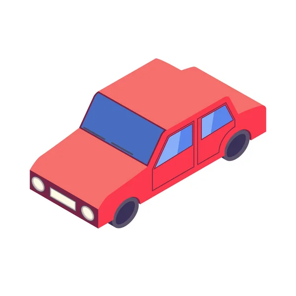 Isometric Red Car White Background Vector Illustration — Archivo Imágenes Vectoriales