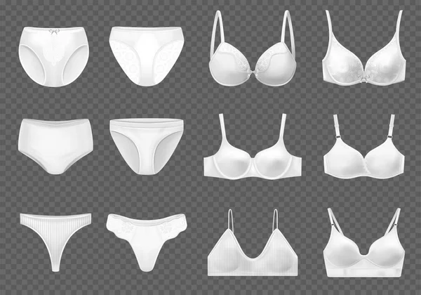 Realistic Lingerie Set Transparent Background Isolated Images Feminine Underwear Panties — Vettoriale Stock