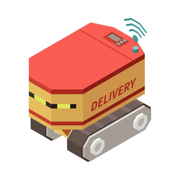 Remote Controlled Warehouse Equipment Goods Delivery Isometric Icon Vector Illustration — Vetor de Stock