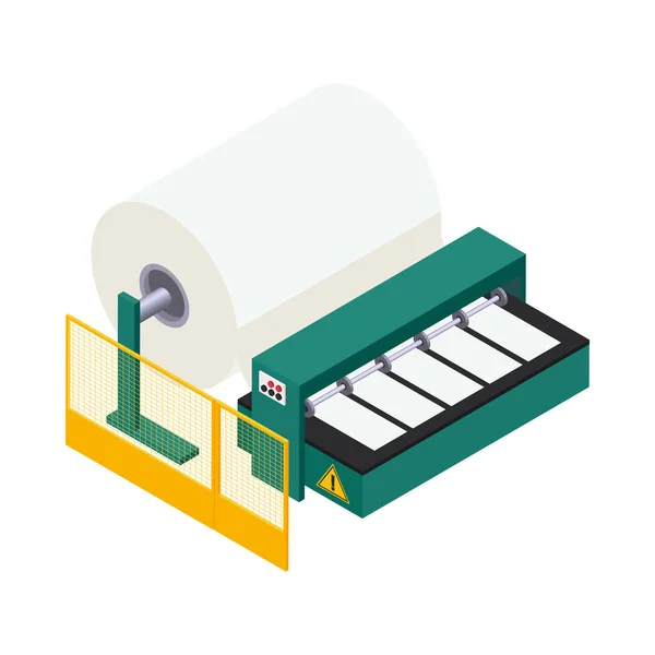 Paper Production Icon Factory Equipment Cutting Sheet Formation Isometric Vector — Image vectorielle