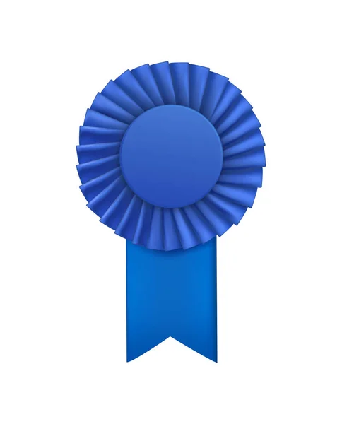 Realistic Blue Rosette Award Badge Ribbon Vector Illustration — Vetor de Stock