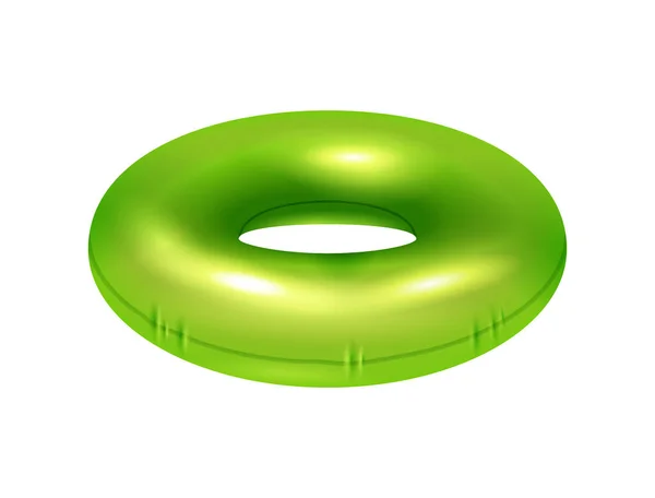 Realistic Green Inflatable Swimming Ring Side View Vector Illustration — Stok Vektör
