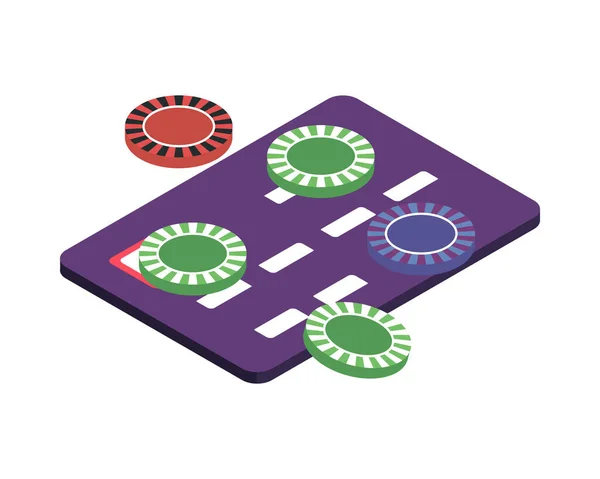 Casino Chips Gambling Games Isometric Vector Illustration — Vector de stock