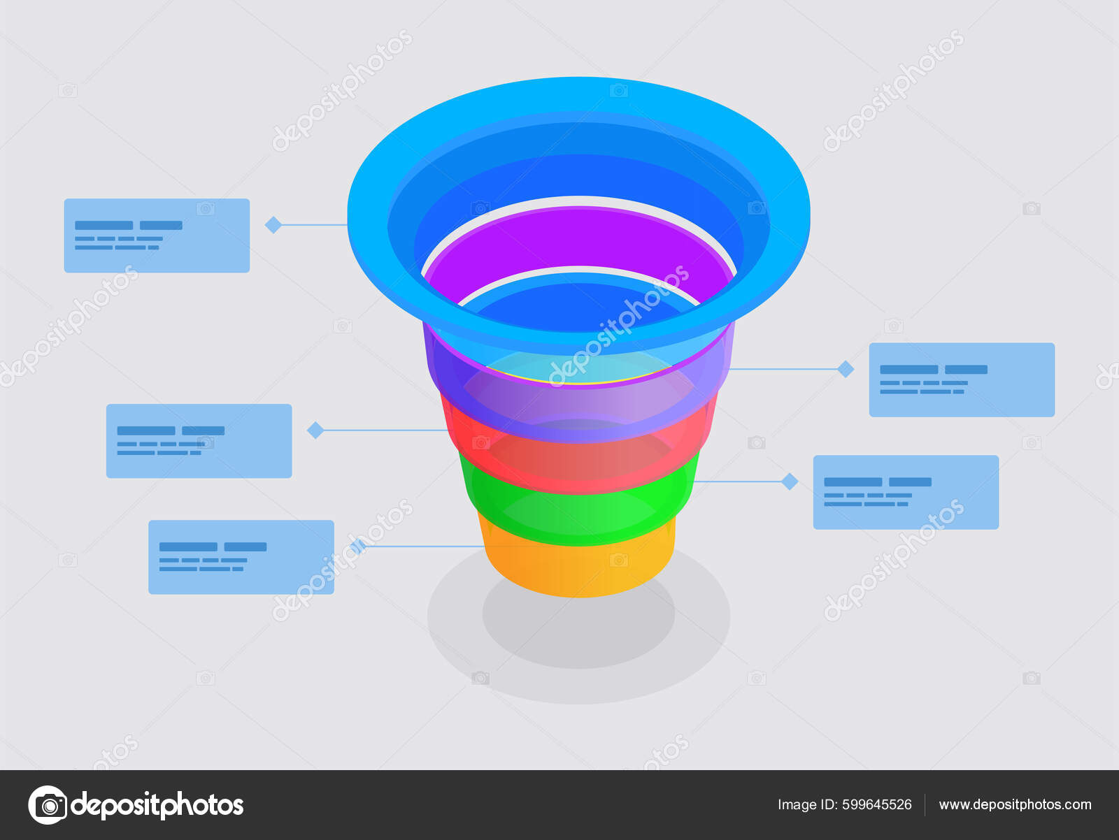 Vertical Funnel Colorful Diagram Four Segments Infographics Template Business Presentations