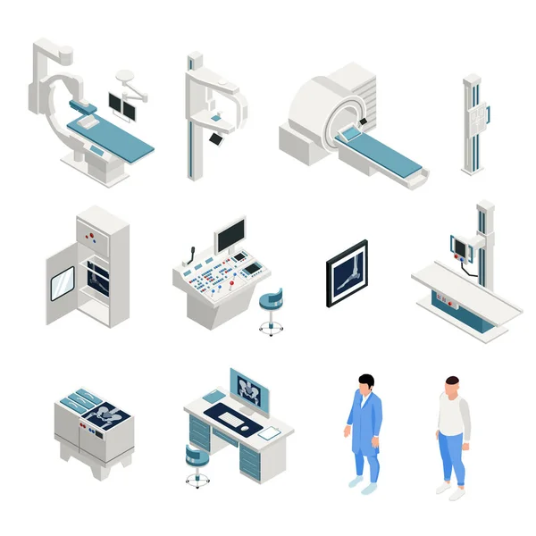 Ray Isometric Icons Set Healthcare Symbols Isolated Vector Illustration — 图库矢量图片