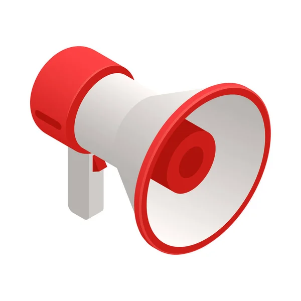 Time Management Isometric Icon Red White Megaphone Vector Illustration — Stock Vector