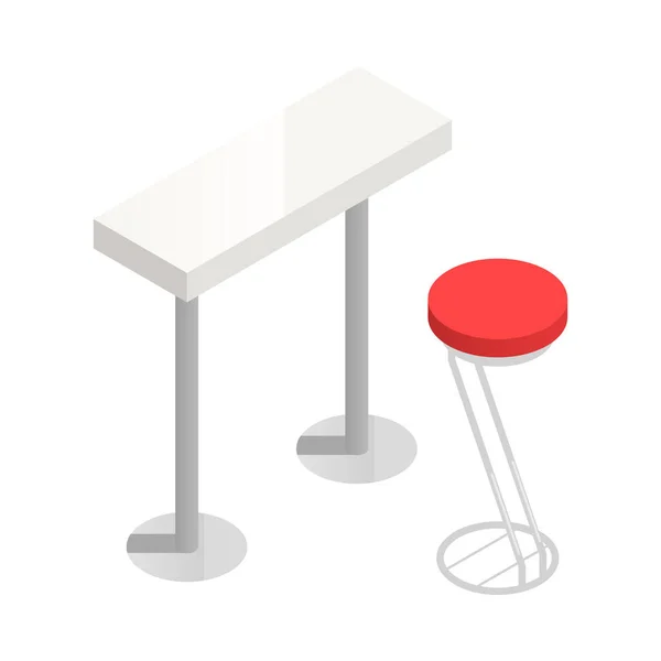 Fast Food Restaurant Isometric Interior Stool Table Vector Illustration — Stok Vektör