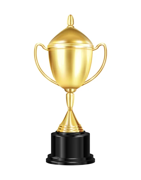 Realistic Trophy Golden Cup Blank Background Vector Illustration — Vettoriale Stock