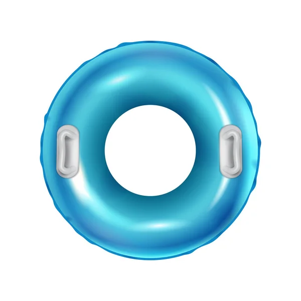 Blue Inflatable Swimming Ring Top View Realistic Vector Illustration — Archivo Imágenes Vectoriales