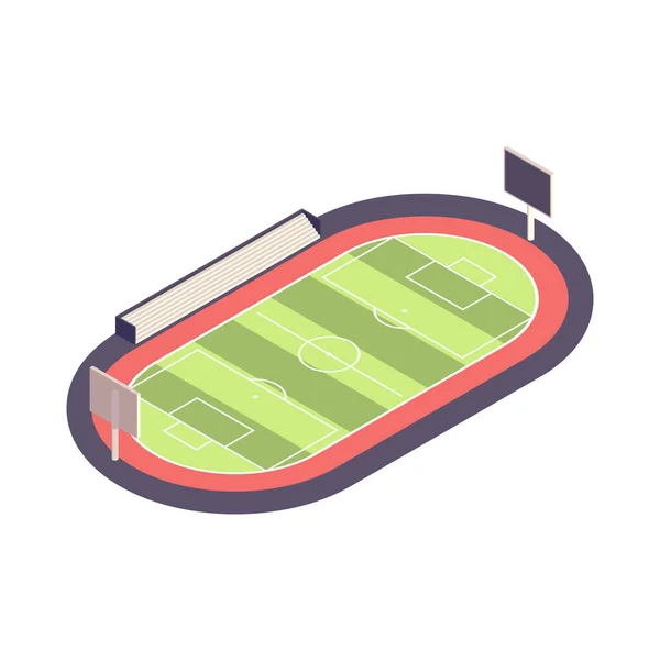 Isometric Empty Football Field Stadium White Background Vector Illustration — 图库矢量图片