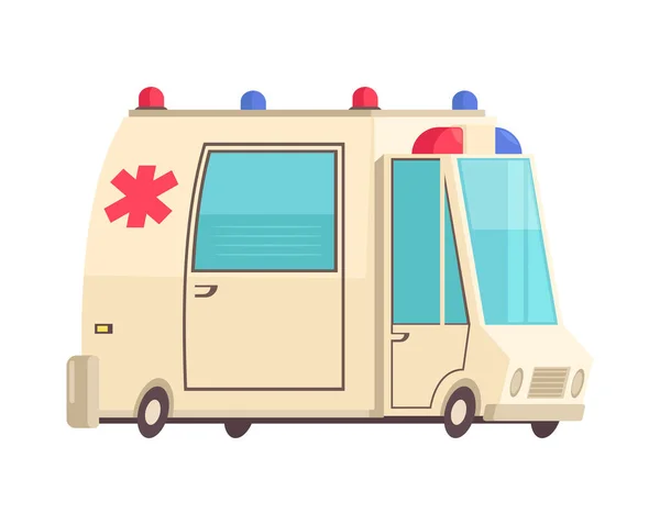 Flat Ambulance Car Side View Blank Background Vector Illustration — Archivo Imágenes Vectoriales