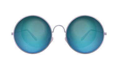 Realistic round shaped sunglasses with coloured lenses vector illustration