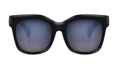 Trendy black sunglasses on white background realistic vector illustration