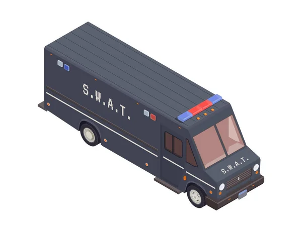Isometric Swat Vehicle Armoured Transport Vector Illustration — Stockvektor