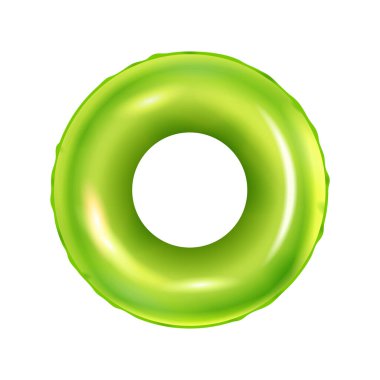 Realistic top view of green inflatable swimming ring vector illustration