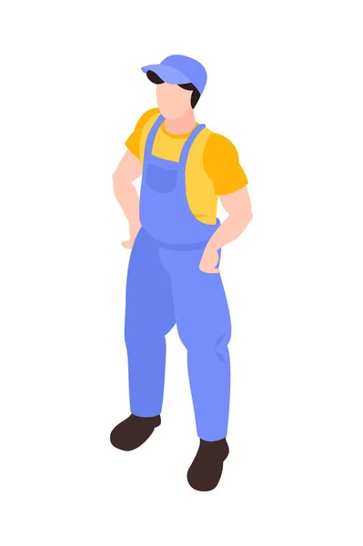 Isometric Male Faceless Character Repairman Wearing Uniform Vector Illustration — Stockvector