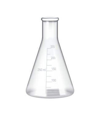 Empty glass laboratory beaker on white background realistic vector illustration clipart
