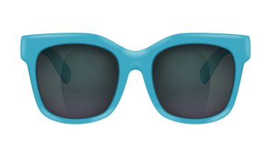 Realistic modern sunglasses with blue frames vector illustration