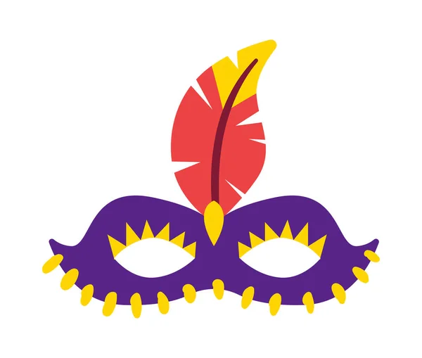 Colorful Carnival Mask Feather Flat Vector Illustration — Stok Vektör