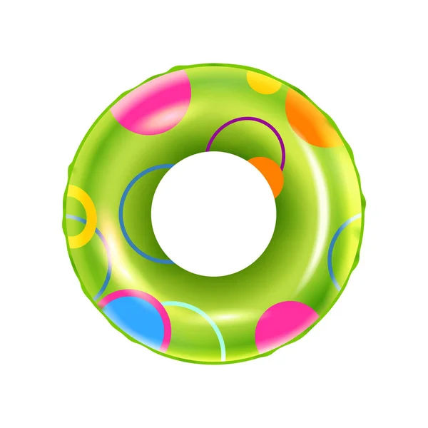 Realistic Inflatable Swimming Ring Colorful Pattern White Background Vector Illustration — Stock Vector