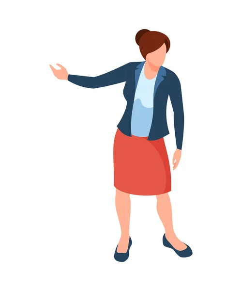 Isometric Faceless Businesswoman Office Worker Vector Illustration — Image vectorielle