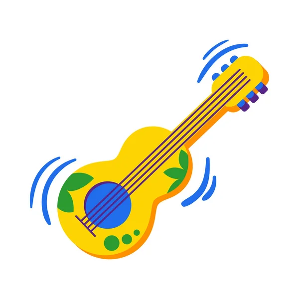 Flat Colorful Ukulele Guitar White Background Vector Illustration — Stockový vektor