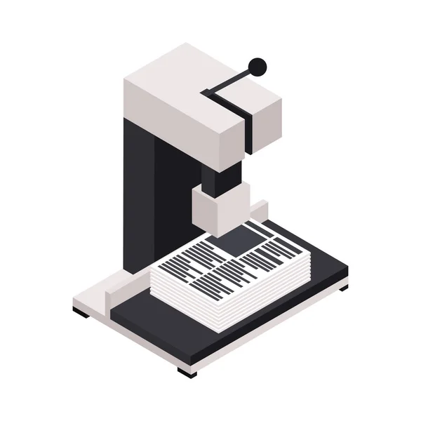 Publishing House Isometric Icon Equipment Printing Papers Vector Illustration — Image vectorielle