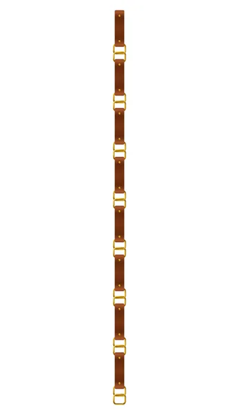 Realistic Leather Belt Golden Chain Links White Background Vector Illustration — Vetor de Stock