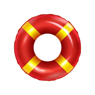 Realistic red and yellow swimming ring vector illustration