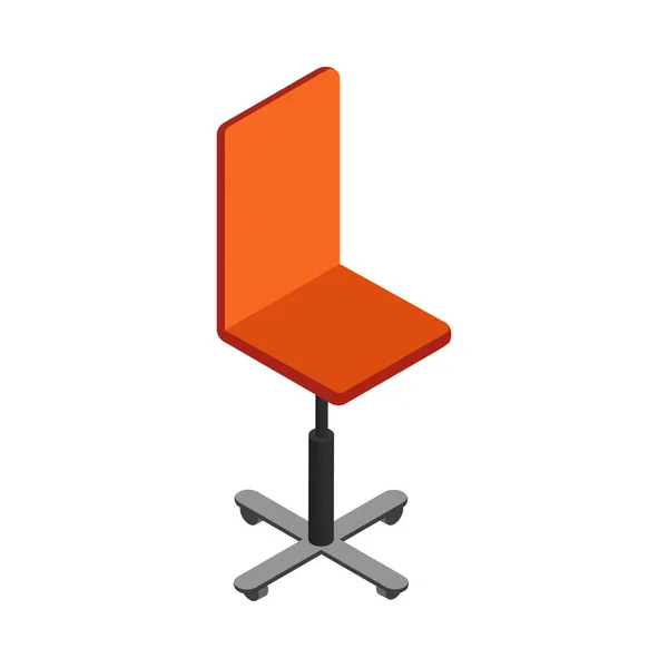 Isometric Orange Office Chair White Background Vector Illustration — Stock vektor