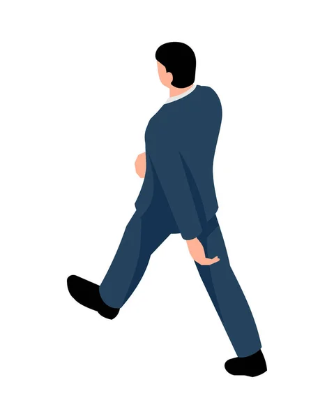 Walking Businessman Suit White Background Back View Isometric Vector Illustration — Stockvector