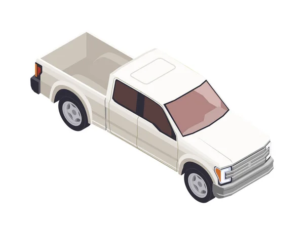 Isometric View White Pickup Blank Background Vector Illustration — Vetor de Stock