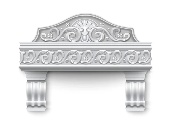 Classic Architectural Window Facade Decor Design Element Baroque Style White - Stok Vektor