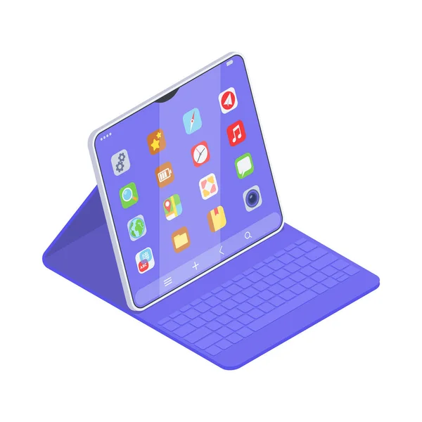 Modern Tablet Wireless Keyboard Isometric Vector Illustration — Vector de stock