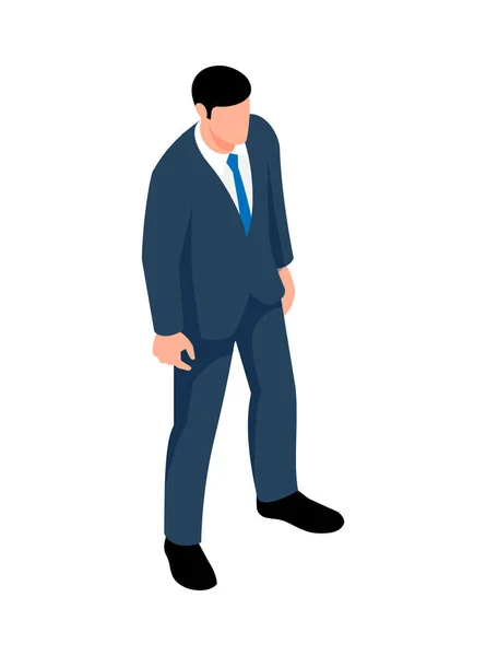 Isometric Character Businessman Suit White Background Vector Illustration — ストックベクタ