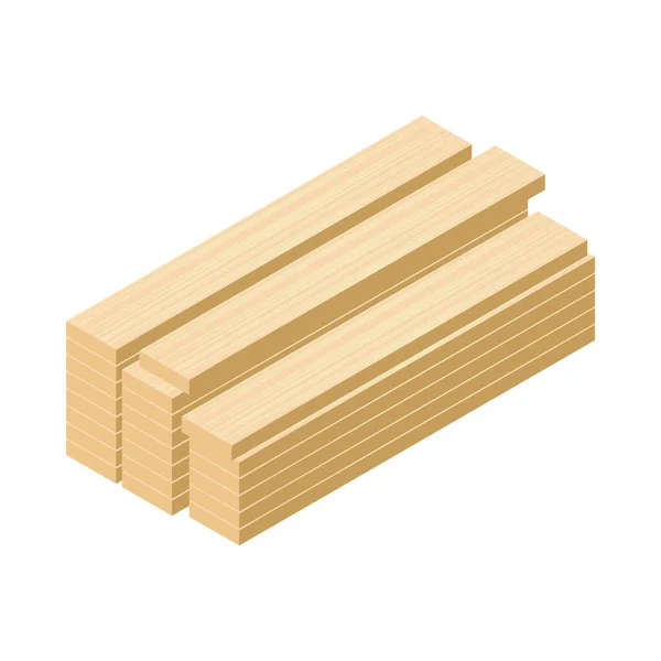 Isometric Pile Wooden Planks White Background Vector Illustration — Stock Vector