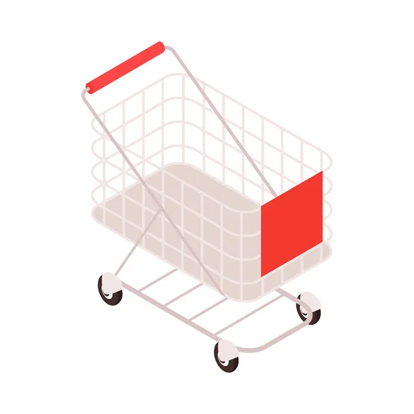 Isometric Empty Shopping Trolley White Background Vector Illustration — Vetor de Stock
