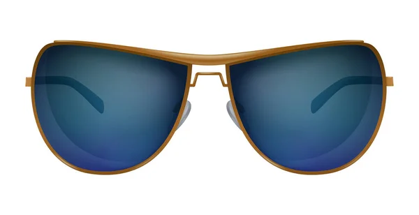 Trendy Aviator Sunglasses Blue Lenses Realistic Vector Illustration — Stockvector