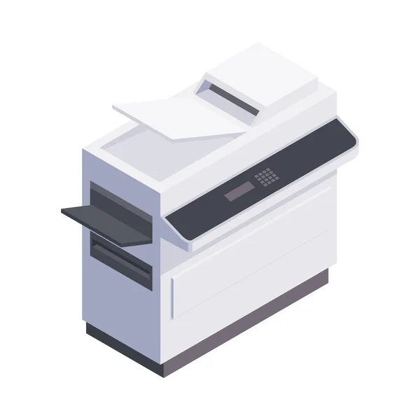 Modern Multiofunctional Office Printer White Background Isometric Vector Illustration — 图库矢量图片